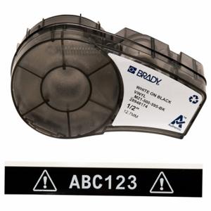BRADY M21-500-595-BK Endlos-Etikettenrollenkartusche, 1/2 Zoll x 21 Fuß, autoklavierbares Vinyl, Weiß auf Schwarz | CP2BBX 20XW87