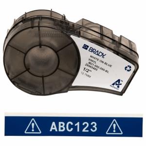 BRADY M21-500-595-BL Continuous Label Roll Cartridge, 1/2 Inch X 21 Ft, Autoclavable Vinyl, White On Blue | CP2BKL 3PXU3
