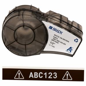 BRADY M21-500-595-BR Endlos-Etikettenrollenkartusche, 1/2 Zoll x 21 Fuß, autoklavierbares Vinyl, Weiß auf Braun | CP2BLB 20XW88