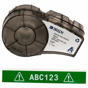 BRADY M21-500-595-GN Endlos-Etikettenrollenkartusche, 1/2 Zoll x 21 Fuß, autoklavierbares Vinyl, Weiß auf Grün | CP2BBY 3PXU9