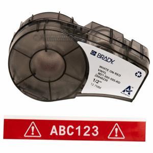 BRADY M21-500-595-RD Endlos-Etikettenrollenkartusche, 1/2 Zoll x 21 Fuß, autoklavierbares Vinyl, Weiß auf Rot | CP2BCA 3PXW1