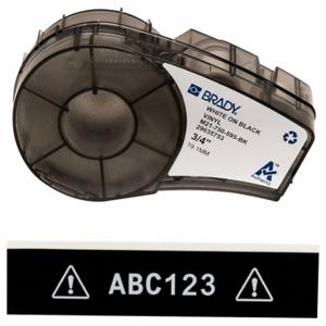 BRADY M21-750-595-BK Continuous Label Roll Cartridge, 3/4 Inch X 21 Ft, Autoclavable Vinyl, White On Black | CP2BDQ 20XW92
