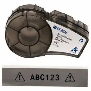 BRADY M21-750-595-GY Continuous Label Roll Cartridge, 3/4 Inch X 21 Ft, Autoclavable Vinyl, Black On Gray | CP2BDM 20XW94