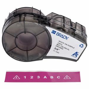 BRADY M21-750-595-PL Endlos-Etikettenrollenkartusche, 3/4 Zoll x 21 Fuß, autoklavierbares Vinyl, Weiß auf Lila | CP2BDV 20XW95