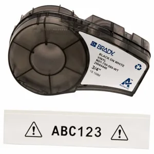 BRADY M21-750-595-WT Continuous Label Roll Cartridge, 3/4 Inch X 21 Ft, Autoclavable Vinyl, Black On White | CP2BDP 3PXX6