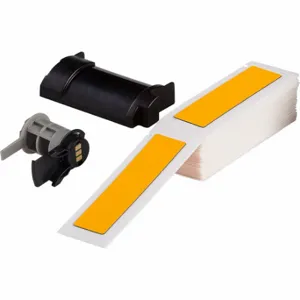 BRADY M6-174-593-YL Label, No Precut Hole, 4 Inch Size x 1 Inch, Polyester, Yellow, 50 Labels per Roll | CP2DVM 803NK4