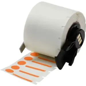 BRADY M6-98-494-OR Label, 3/8 Inch Size x 1 in, Polyester, Orange/White, 500 Labels | CP2DKQ 803U19