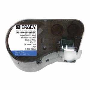 BRADY MC-1500-595-WT-BK Endlos-Etikettenrollenkartusche, 1 1/2 Zoll x 25 Fuß, halogenfreies Vinyl, Schwarz auf Weiß | CP2BAP 12X406