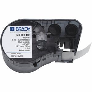 BRADY MC-500-492 Endlos-Etikettenrollenkartusche, 1/2 Zoll, 25 Fuß, kryogenes Polyester, Schwarz auf Weiß | CP2BKH 21U185