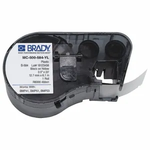 BRADY MC-500-584-YL Continuous Label Roll Cartridge, 1/2 Inch X 20 Ft, Reflective Halogen Free Plastic | CP2BBQ 21U214