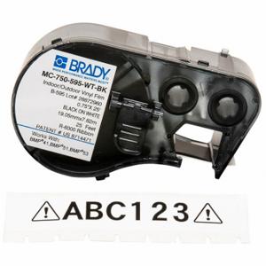 BRADY MC-750-595-WT-BK Endlos-Etikettenrollenkartusche, 3/4 Zoll x 25 Fuß, halogenfreies Vinyl, Schwarz auf Weiß | CP2BDY 21U201