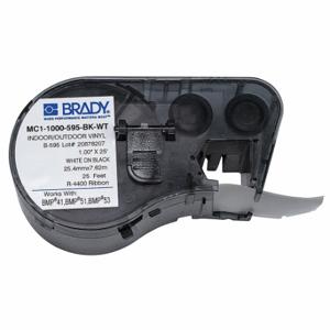BRADY MC1-1000-595-BK-WT Endlos-Etikettenrollenkartusche, 1 Zoll x 25 Fuß, Vinyl, Weiß auf Schwarz, Outdoor | CP2BBF 29YJ68