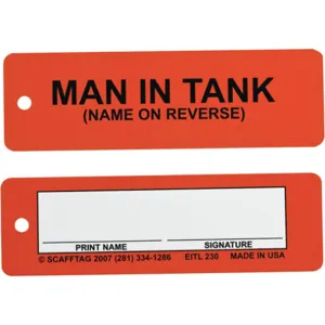 BRADY MUL-EITL 230 Man Inch Tank Tag 2 x 6-1/2 Inch Yellow - Pack Of 100 | AC9EYF 3GAL1