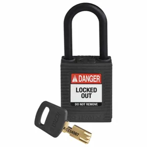 BRADY NYL-BLK-38PL-KD Lockout Padlock, Keyed Different, Nylon, Std Body Body Size, Plastic, Std, Black | CP2FFG 55JY99