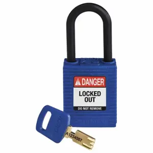 BRADY NYL-BLU-38PL-KD Lockout Padlock, Keyed Different, Nylon, Std Body Body Size, Plastic, Std, Blue | CP2FFJ 55JY98