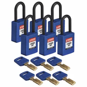 BRADY NYL-BLU-38PL-KD6PK Lockout Padlock, PK 6 | CE9YBN 55JY08