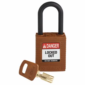 BRADY NYL-BRN-38PL-KD Lockout Padlock, Keyed Different, Nylon, Std Body Body Size, Plastic, Std, Brown | CP2FFK 55JZ03