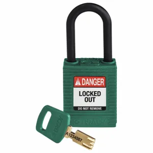 BRADY NYL-GRN-38PL-KD Lockout Padlock, Keyed Different, Nylon, Std Body Body Size, Plastic, Std, Green | CP2FFN 55JY97