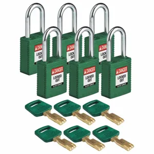 BRADY NYL-GRN-38ST-KD6PK Lockout Padlock, PK 6 | CE9YCE 55JX79