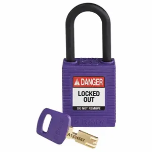 BRADY NYL-PRP-38PL-KD Lockout Padlock, Keyed Different, Nylon, Std Body Body Size, Plastic, Std, Purple | CP2FFR 55JZ02