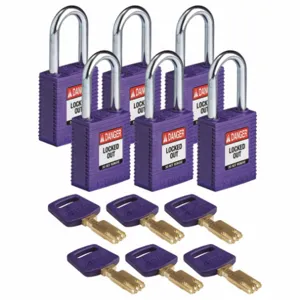 BRADY NYL-PRP-38ST-KA6PK Lockout Padlock, PK 6 | CE9YBT 55JX74