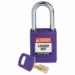 BRADY NYL-PRP-38ST-KD Lockout Padlock, Keyed Different, Nylon, Std Body Body Size, Steel, Std, Purple | CP2FGN 55JY92