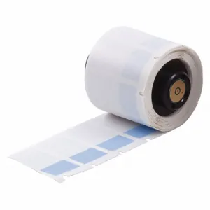 BRADY PTL-30-427-BL Precut Label Roll, 1 1/2 x 3/4 Inch Size, Vinyl, Black On Blue | CV2QWH 3THY1