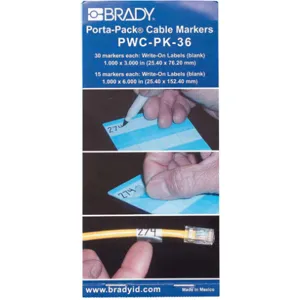 BRADY PWC-PK-36 Blank Write On 1 x 3in. /1 x 6in. - Pack Of 10 | AA7HJN 15Y777