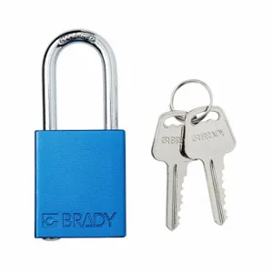 BRADY SDAL-BLU-38ST-KD Padlock, Keyed Different, Aluminum, Std Body Body Size, Steel, Std, Blue, 1 Pack Size | CP2FPK 793EF0