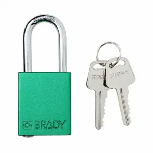 BRADY SDAL-GRN-38ST-KD Padlock, Keyed Different, Aluminum, Std Body Body Size, Steel, Std, Green, 1 Pack Size | CP2FPM 793EF2