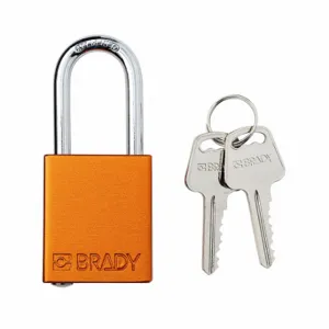 BRADY SDAL-ORG-38ST-KD Padlock, Keyed Different, Aluminum, Std Body Body Size, Steel, Std, Orange, 1 Pack Size | CP2FPP 793EF1