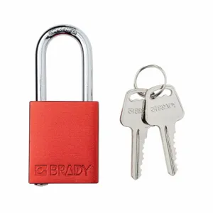 BRADY SDAL-RED-38ST-KD Padlock, Keyed Different, Aluminum, Std Body Body Size, Steel, Std, Red, 1 Pack Size | CP2FPR 793EE8