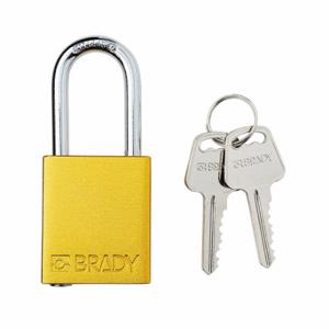 BRADY SDAL-YLW-38ST-KD Padlock, Keyed Different, Aluminum, Std Body Body Size, Steel, Std, Yellow, 1 Pack Size | CP2FPW 793EE9