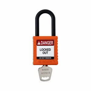 BRADY SDPL-ORG-38PL-KD Padlock, Keyed Different, Nylon, Std Body Body Size, Plastic, Std, Orange, 1 Pack Size | CP2FQB 793ED2