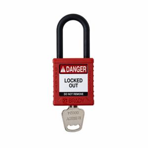 BRADY SDPL-RED-38PL-KD Padlock, Keyed Different, Nylon, Std Body Body Size, Plastic, Std, Red, 1 Pack Size | CP2FQD 793EC9