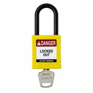 BRADY SDPL-YLW-38PL-KD Padlock, Keyed Different, Nylon, Std Body Body Size, Plastic, Std, Yellow, 1 Pack Size | CP2FQG 793ED0