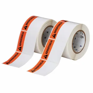 BRADY THTEL-184-483-1-AV Precut Label Roll, Advertencia, Warning Header, 3 x 3 Inch Size, Polyester, White | CP2LFK 22MY05