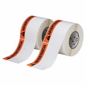 BRADY THTEL-25-483-1-AV Precut Label Roll, Advertencia, Warning Header, 4 x 6 Inch Size, Polyester, White | CP2LPT 22MY04