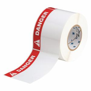 BRADY THTEL-25-483-.5-DA Precut Label Roll, Danger, 4 x 6 Inch Size, Polyester, White, 500 Labels, Adhesive | CP2KQK 22MY02