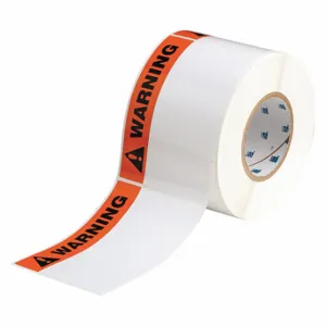 BRADY THTEL-25-483-.5-WA Precut Label Roll, Warning, Warning Header, 4 x 6 Inch Size, Polyester, White, 500 Labels | CP2LCK 22MY01