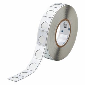 BRADY THTEP-167-593-.5 Precut Label Roll, Circle With Notch, 1 1/2 x 1 13/64 Inch Size, Polyester, White | CP2KMC 2RGY6