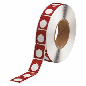 BRADY THTEP-167-593-.5RD Precut Label Roll, Circle With Notch, 1 1/2 x 1 13/64 Inch Size, Polyester, Red | CP2KMA 2RGY7