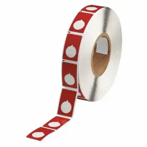 BRADY THTEP-168-593-.5RD Precut Label Roll, Circle With Notch, 1 29/32 x 1 13/64 Inch Size, Polyester, Red | CP2KMQ 2RGZ2