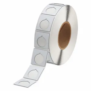 BRADY THTEP-169-593-.5 Precut Label Roll, Circle With Notch, 1 51/64 x 1 51/64 Inch Size, Polyester, White | CP2KNJ 2TYV1