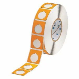 BRADY THTEP-169-593-.5YL Precut Label Roll, Circle With Notch, 1 51/64 x 1 51/64 Inch Size, Polyester, Yellow | CP2KNL 2UPJ1