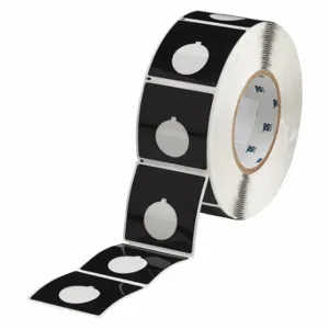 BRADY THTEP-170-593-.5BK Precut Label Roll, Circle With Notch, 2 13/32 x 2 13/32 Inch Size, Polyester, Black | CP2KNM 2UPJ7