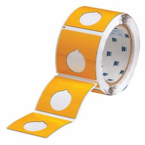 BRADY THTEP-170-593-.5YL Precut Label Roll, Circle With Notch, 2 13/32 x 2 13/32 Inch Size, Polyester, Yellow | CP2LPF 2UPJ5