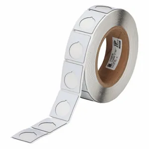 BRADY THTEP167-593-.25 Precut Label Roll, Circle With Notch, 1 1/2 x 1 13/64 Inch Size, Polyester, White | CP2KME 22MZ89