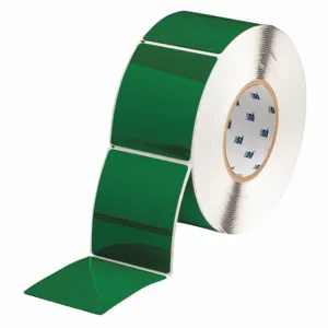 BRADY THTEP178-593-.25GN Precut Label Roll, No Precut Hole, 3 1/2 x 3 Inch Size, Polyester, Green | CP2KVN 22NA31