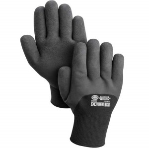 BRASS KNUCKLE BK360-7 Handschuh, 7 Gauge Dicke, Latexbeschichtung, lila Manschette, schwarz, 12 Dutzend | CF6DEC